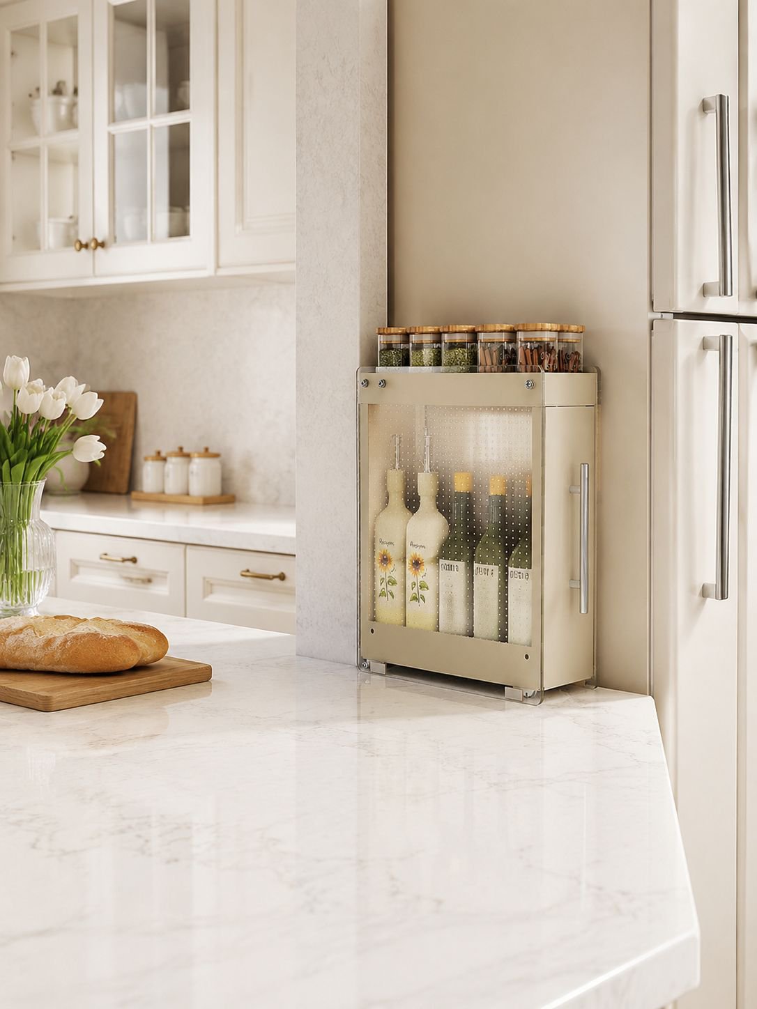 Étagère à épices amovible pour la cuisine, étagère de rangement murale pour