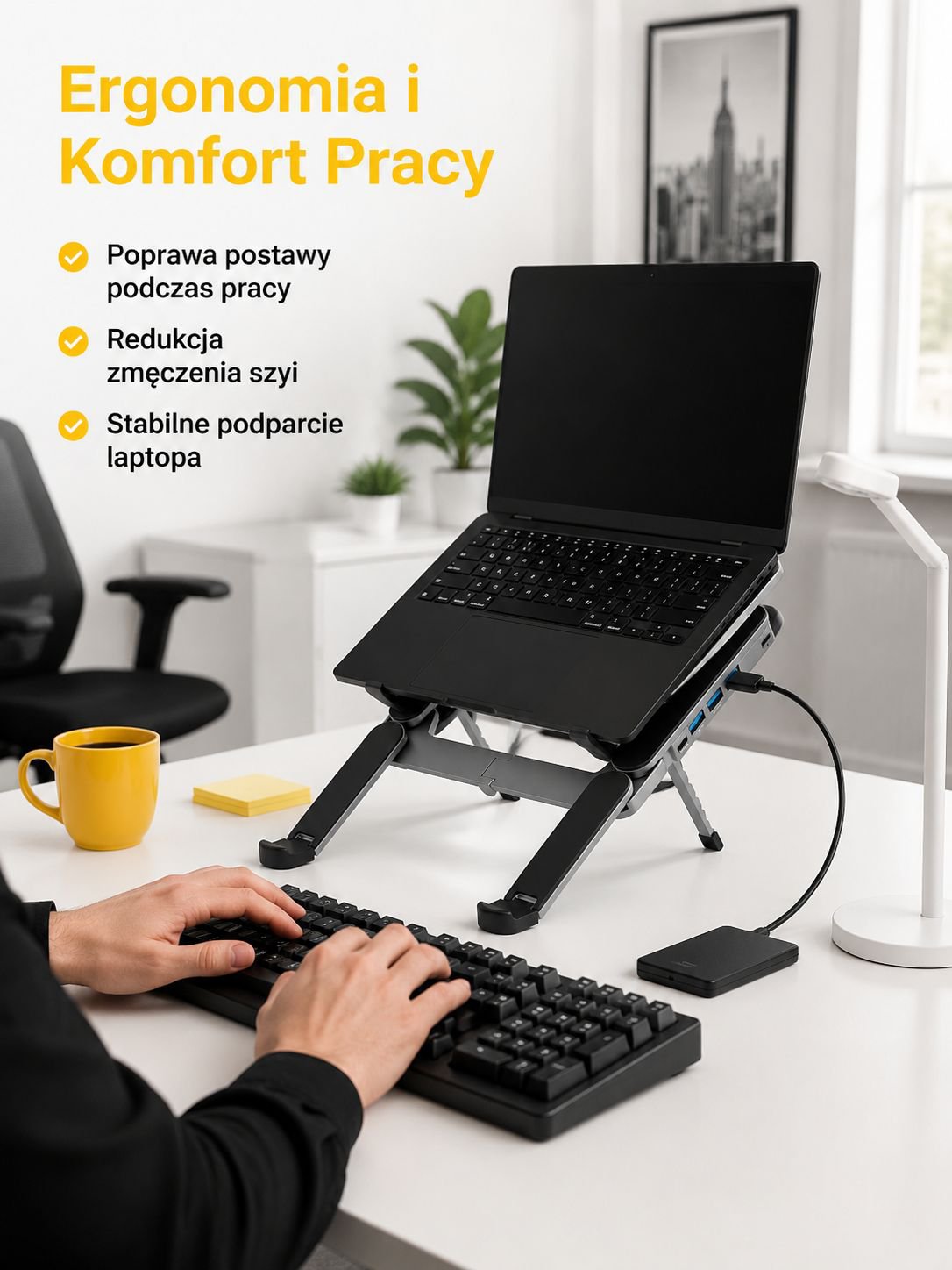 Wielofunkcyjna podstawka na laptopa z 4-w-1 portami