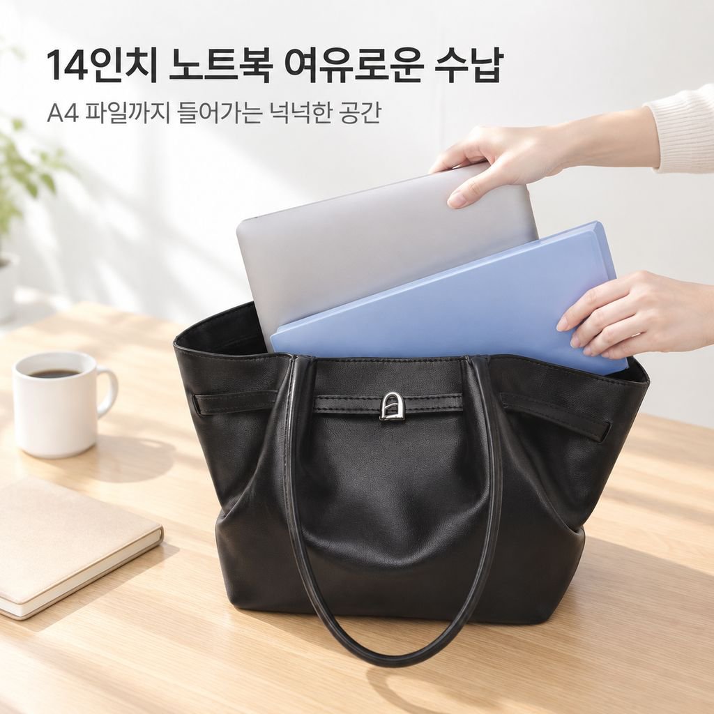 가을 겨울 출퇴근용 숄더백, 한국 스타일 대용량 부드러운 가죽 토트백