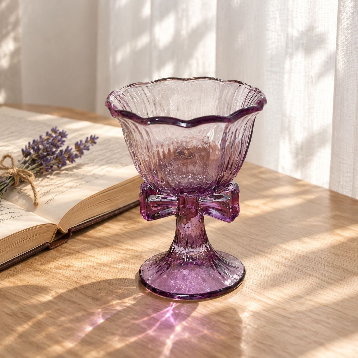 Purple Bow High-Stem Glass
