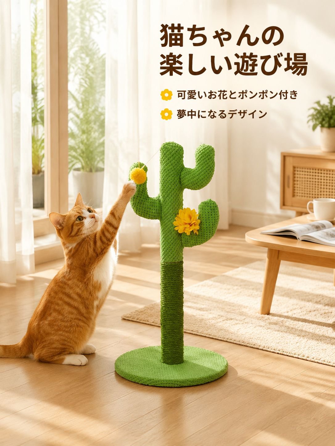 背の高いサイザル麻サボテン型猫用爪とぎ ペット用品