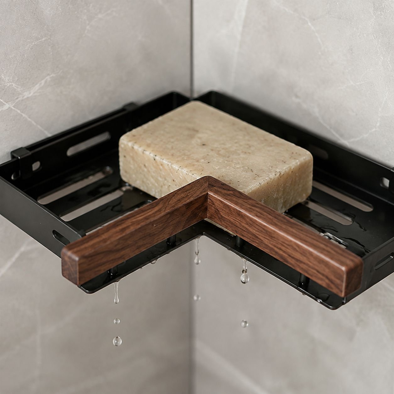 Space-saving bathroom storage rack mounted on wall