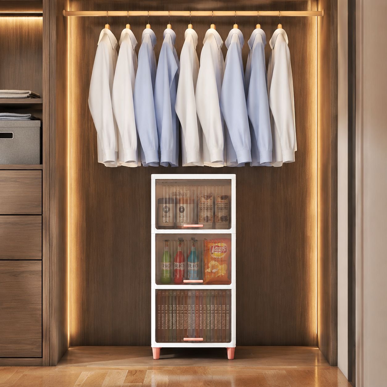Organizador de ropa plegable de plástico de gran capacidad