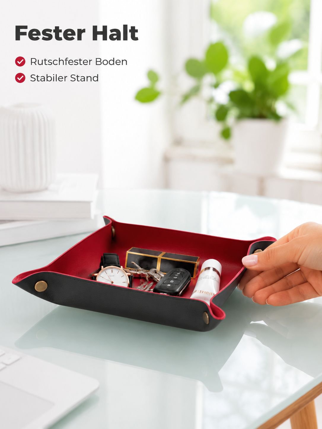 Kosmetik- & Schmuck-Aufbewahrungstablett aus Leder