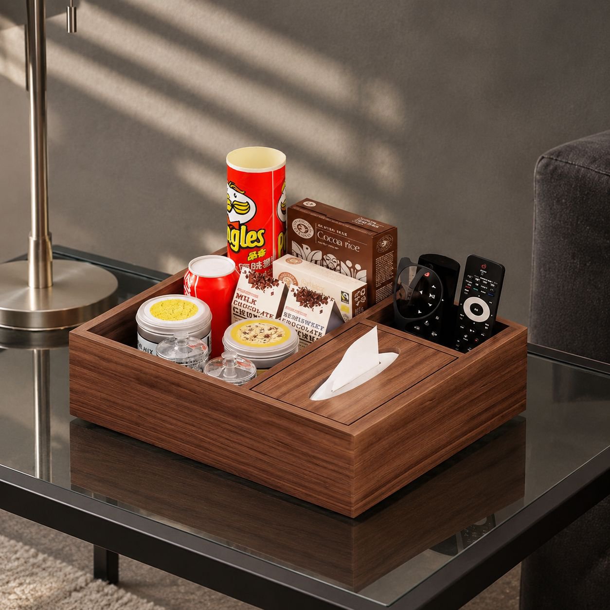 Living Room Coffee Table Multifunctional Tissue Storage Box, Remote Control Organizer