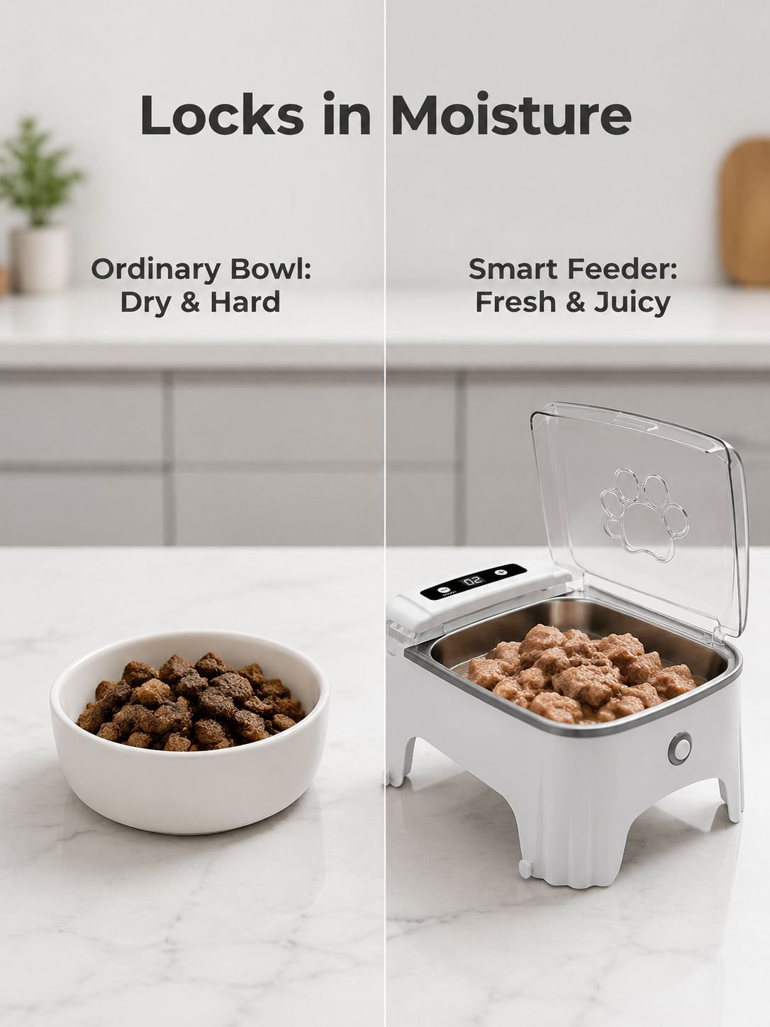 Close-up of sensor technology on smart pet feeder