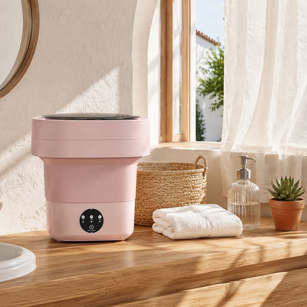 Lavadora plegable portátil con función de lavado y secado