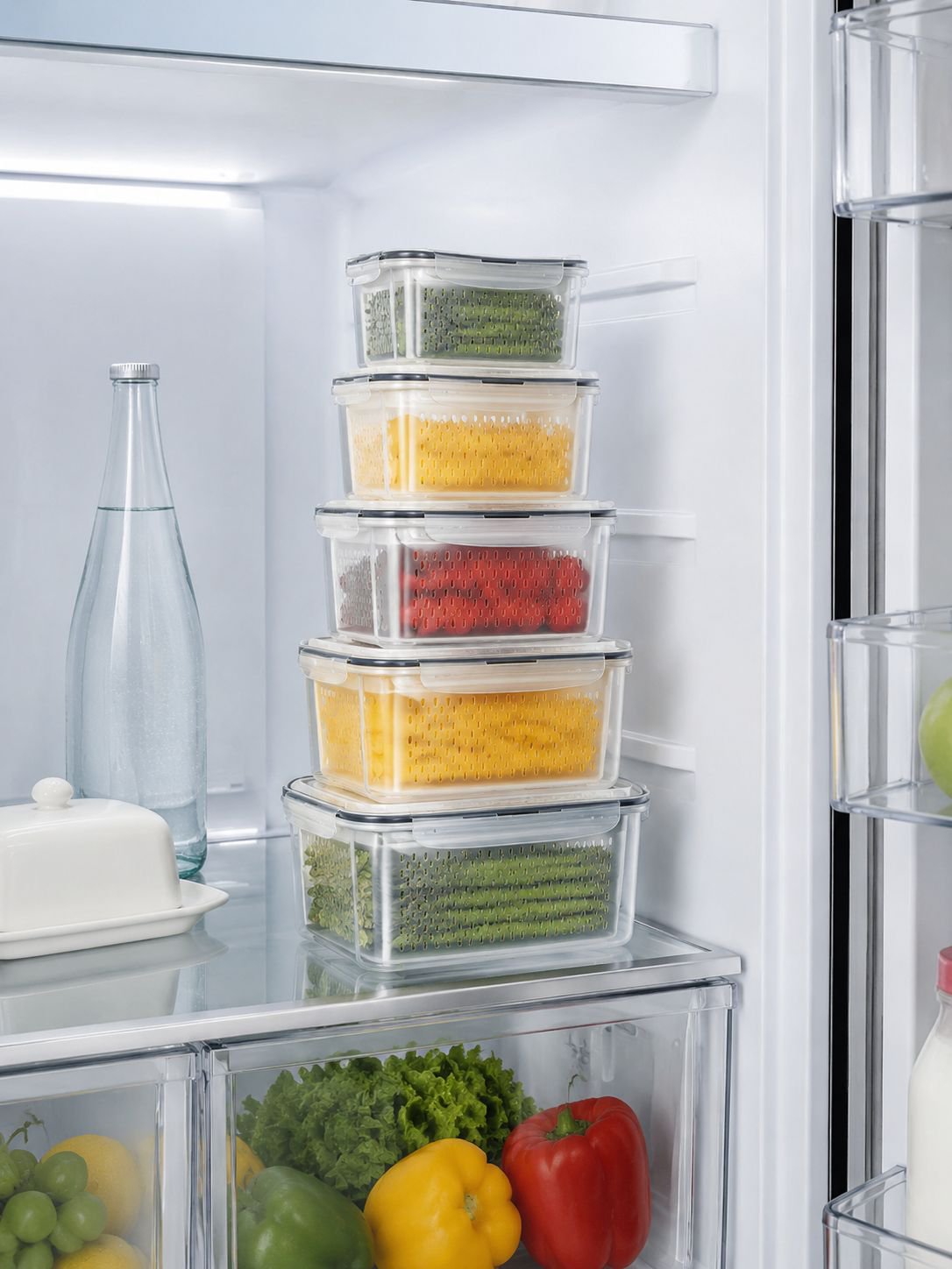 Panier égouttoir et récipient de conservation des aliments