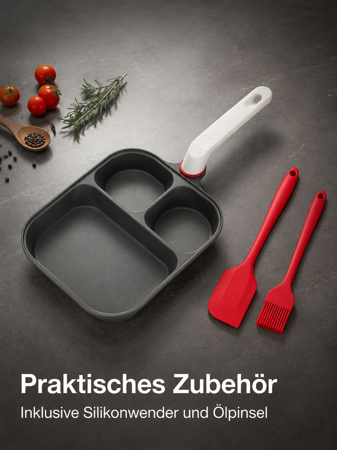Moderne Dreiloch-Bratpfanne für vielseitige Küchenanwendungen