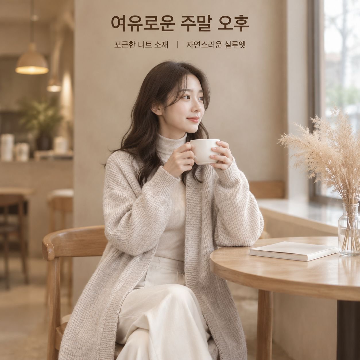 여성용 편안한 스타일의 긴 니트 가디건