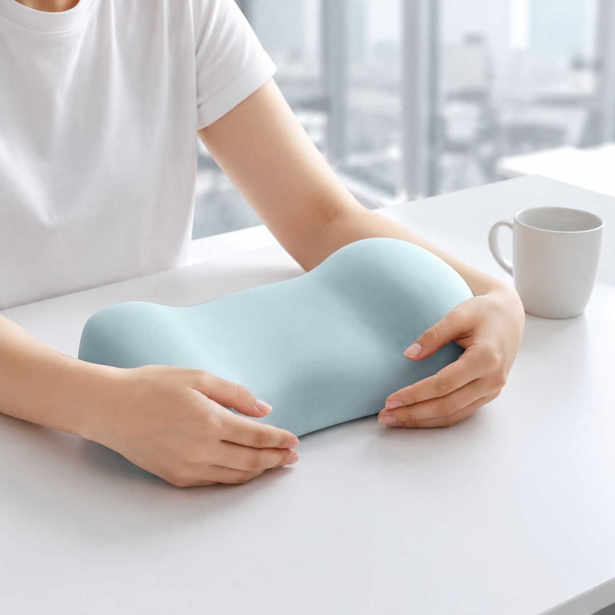 Cojín absorbente y transpirable con diseño ergonómico para siestas