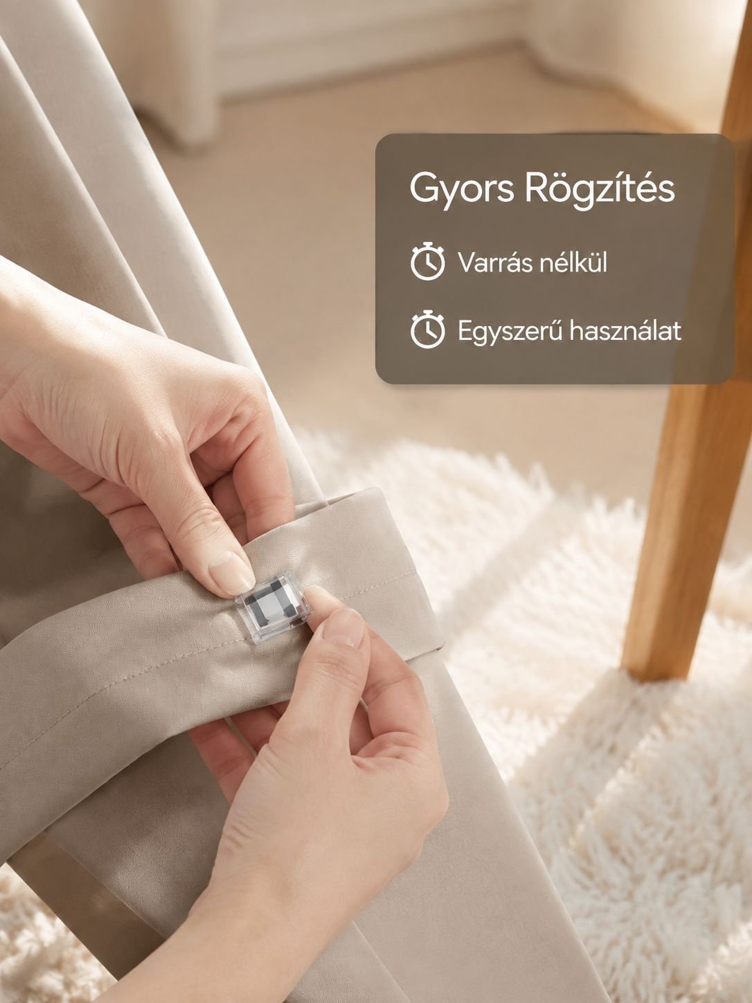 Láthatatlan nadrághossz állító csat, egyszerű rövidítéshez