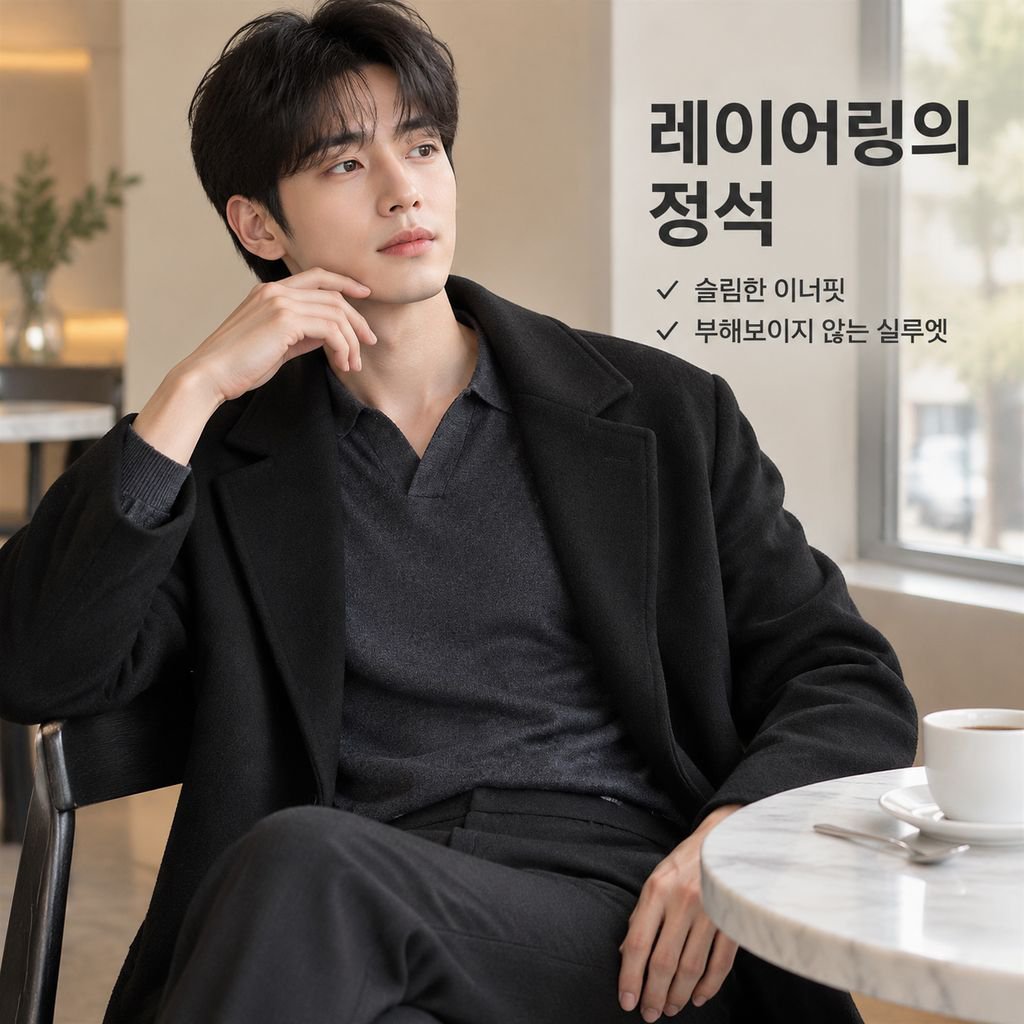 남성 울 실크 혼방 윙카라 긴팔 니트 스웨터 가을 겨울 이너