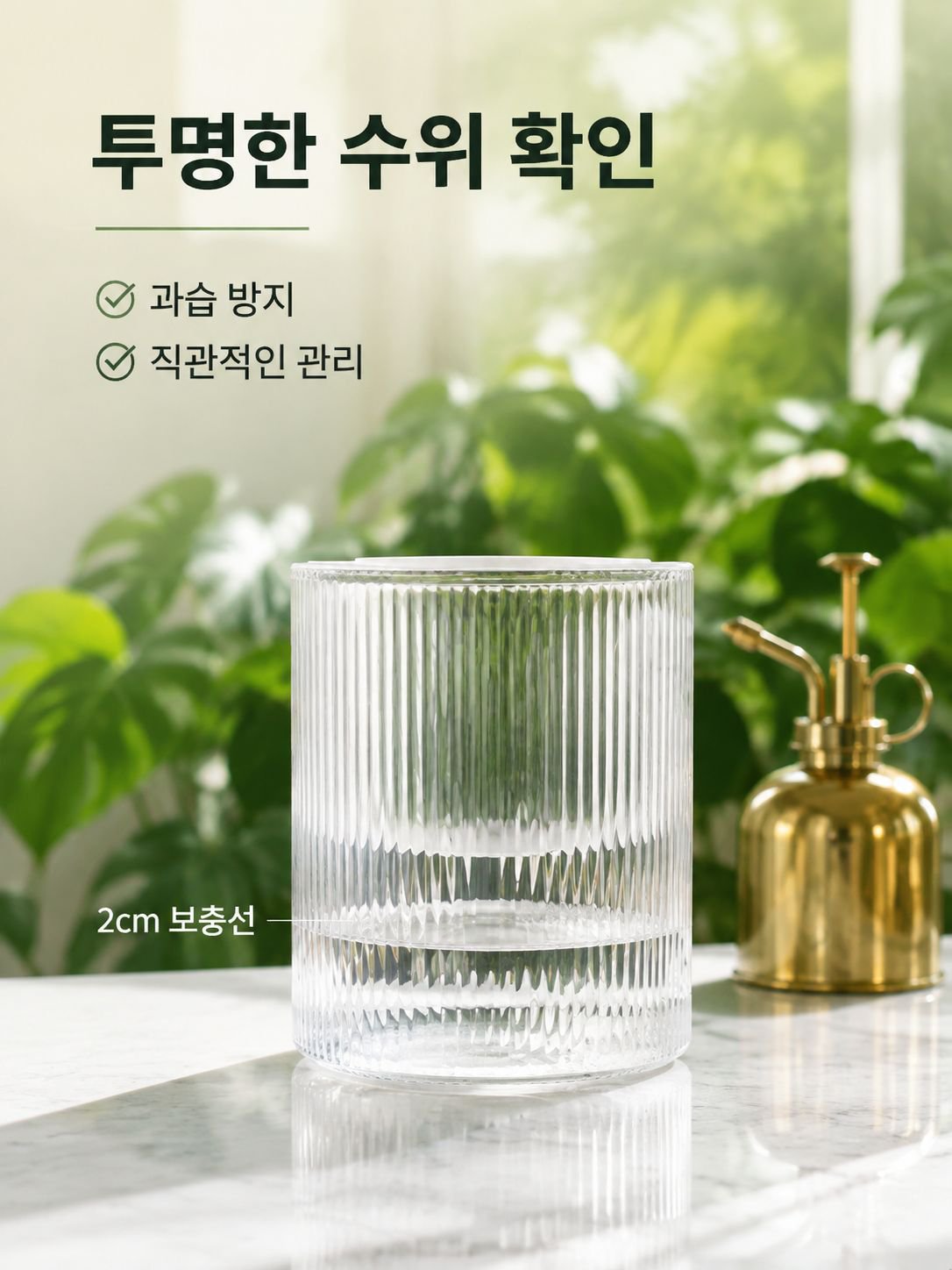 자동 수분 흡수 투명 화분