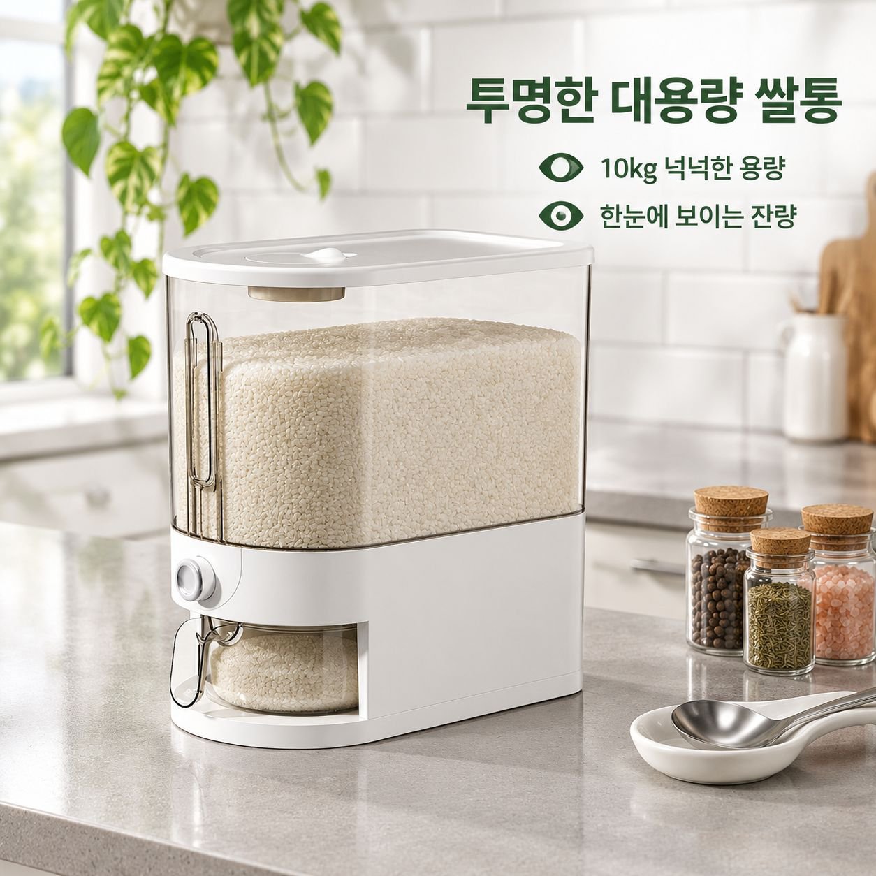 신형 가정용 플라스틱 밀폐 쌀통 방충 방습 잡곡 밀가루 쌀보관함