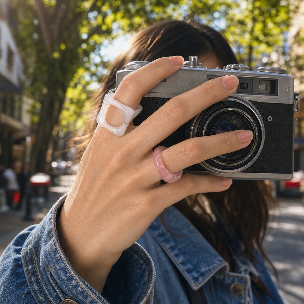 Niche High-End Style Resin Ring, Geometric Design, Artistic Index Finger Ring