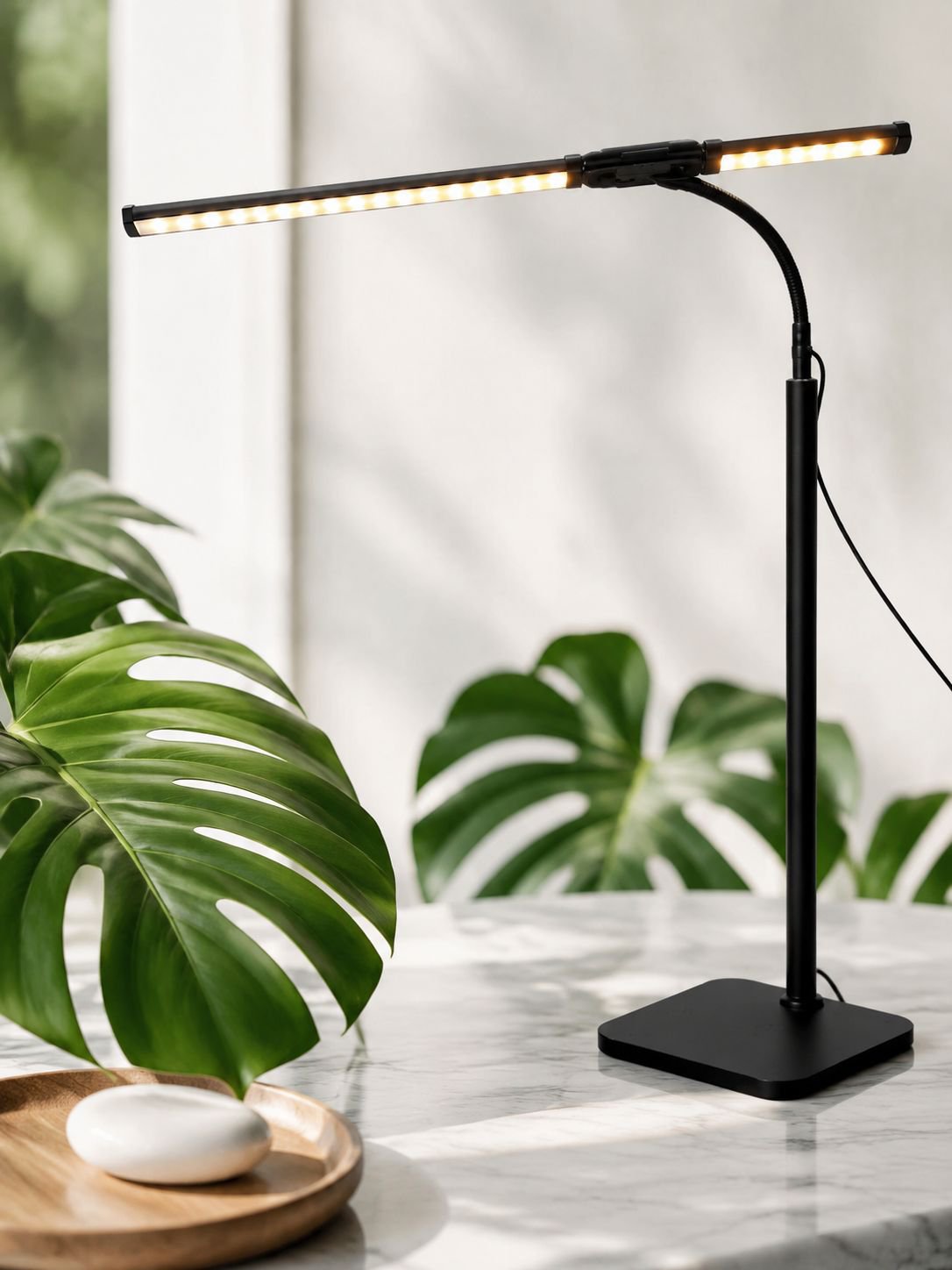 Lampe de bureau à double tête avec éclairage réglable
