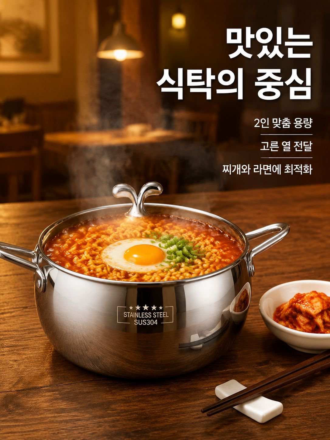 가정용 찌개냄비 두꺼운 스텐 배 다용도 국수냄비 가스렌지 인덕션 범용 찌개냄비