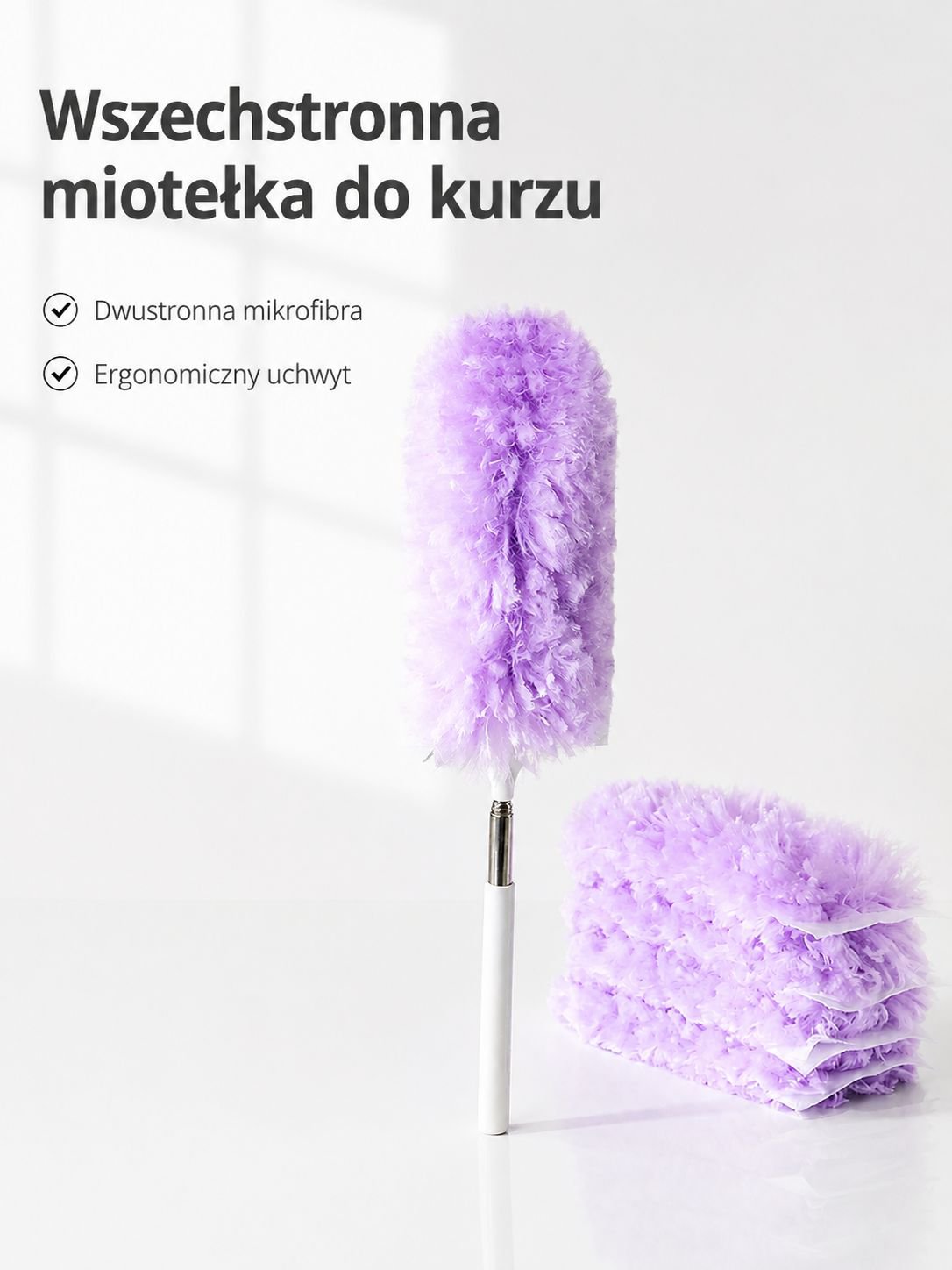 Rozciągana szczotka do kurzu z właściwościami antystatycznymi