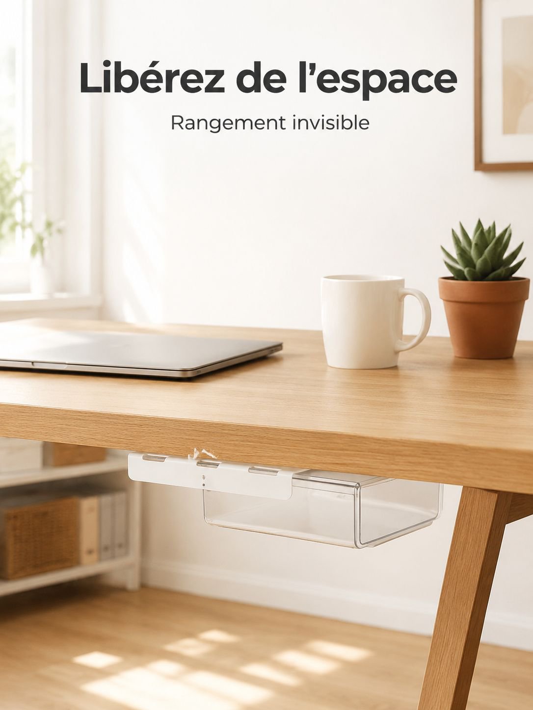 Boîte de rangement à tiroir sous le bureau