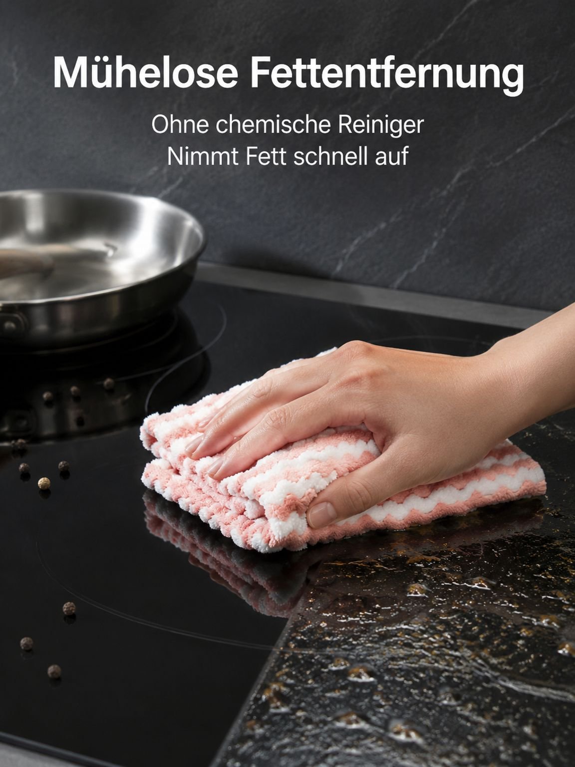 Thickened Strong Absorbent Kitchen Cleaning Cloth with Edge Stripes, Household Cleaning Coral Fleece