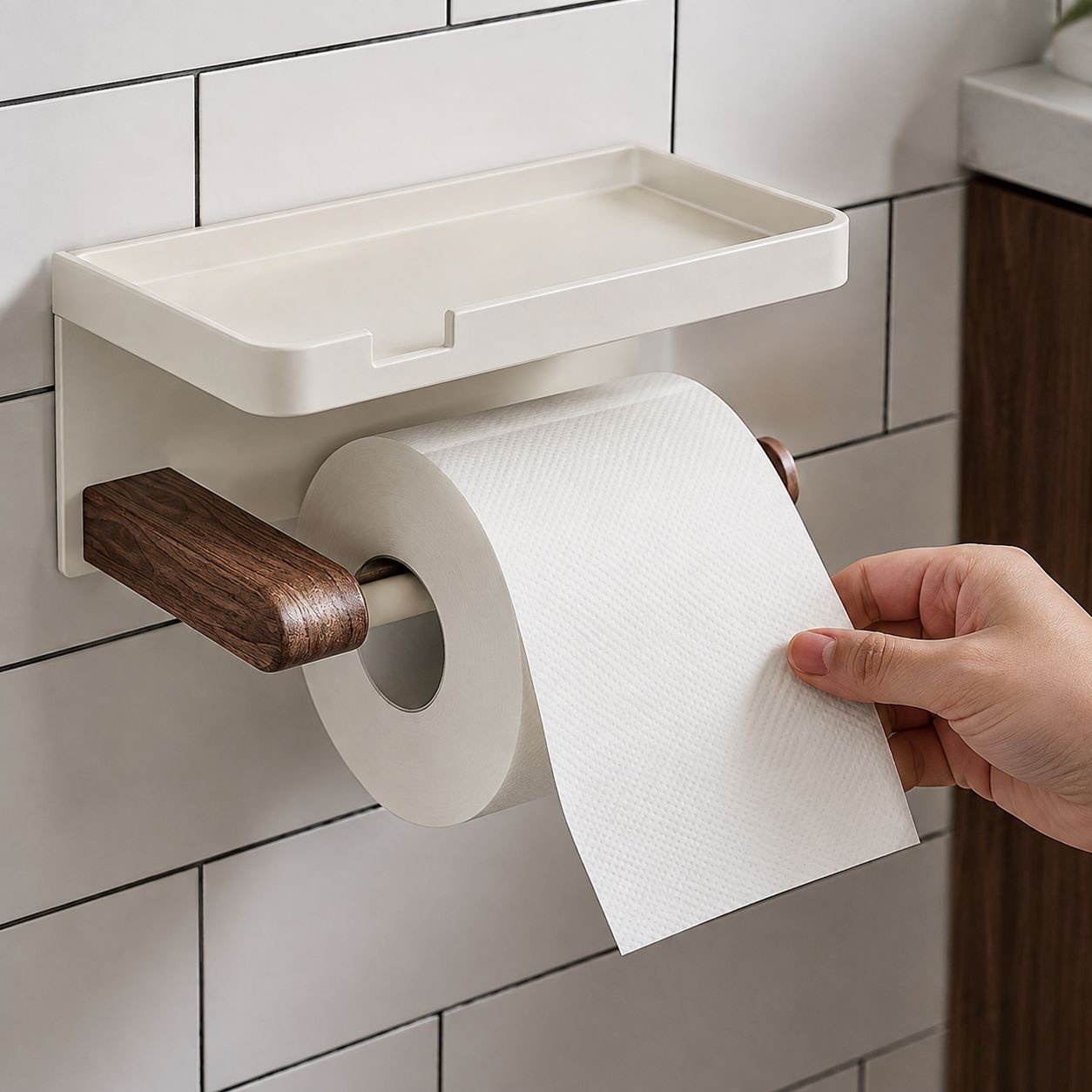 Drill-Free Metal Tissue Holder for Kitchen and Bathroom