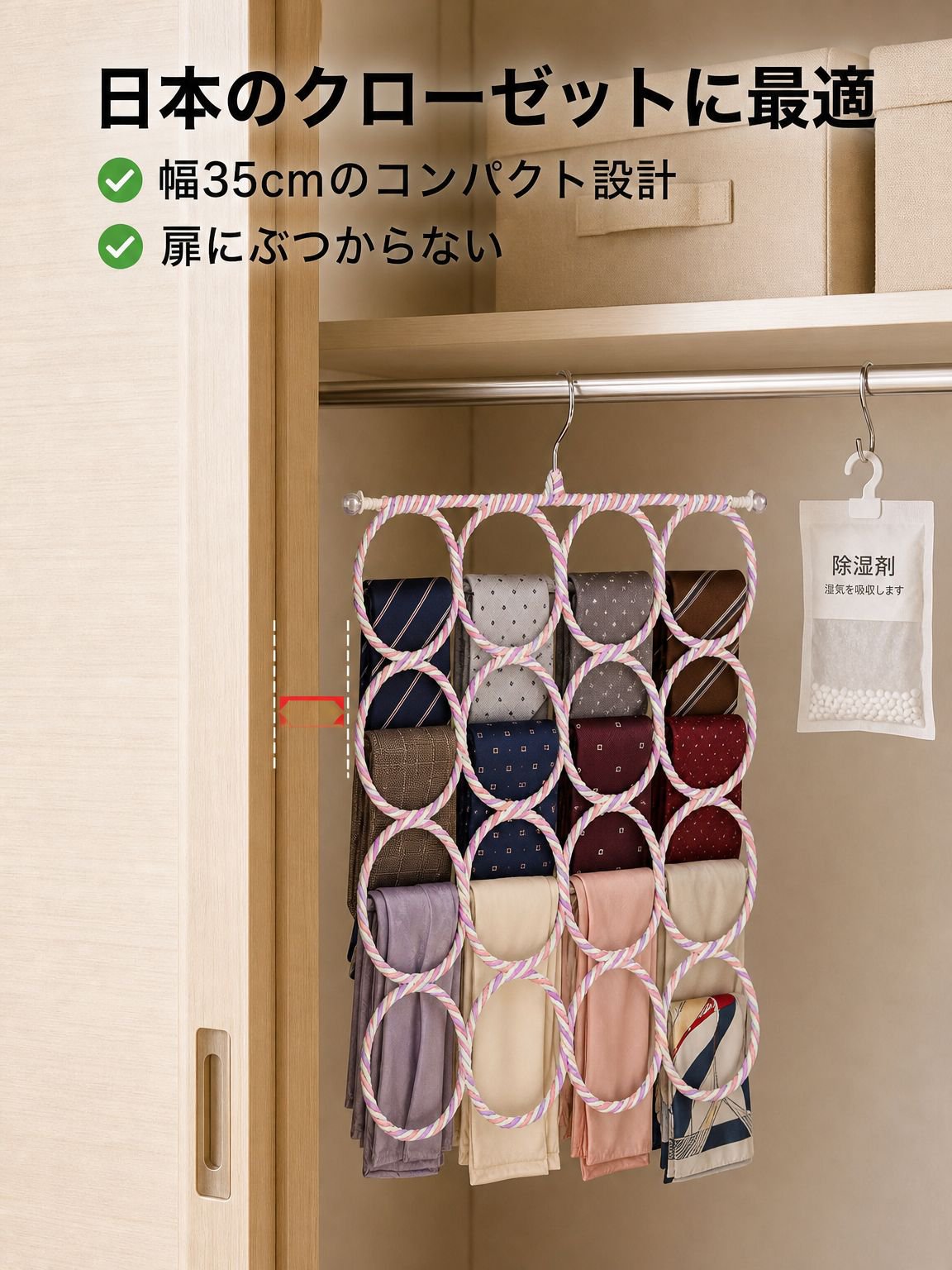スカーフとネクタイ掛けラック