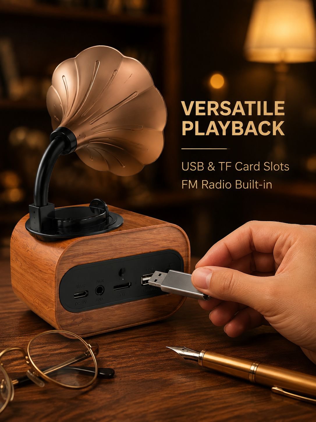 Retro small speaker card USB flash drive small phonograph mini radio portable outdoor speaker