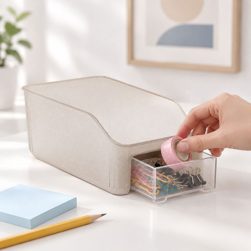 Modern workspace organizer storage box
