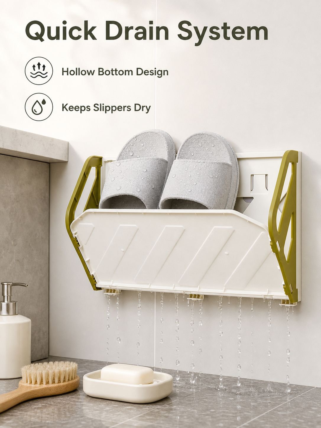 No-Drill Over-the-Door Bathroom Slipper Rack