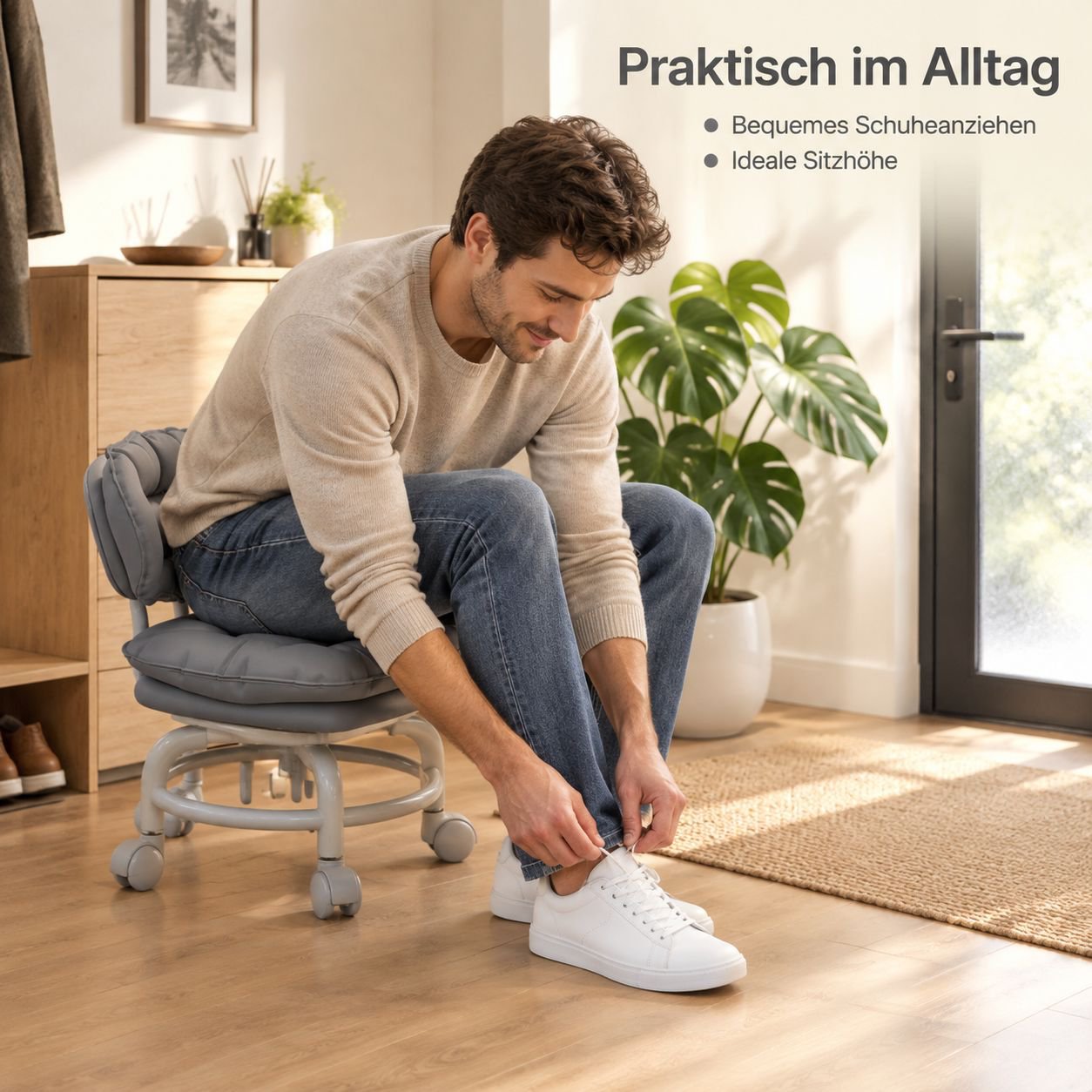 Multifunktionaler kleiner Sessel mit Universalrollen