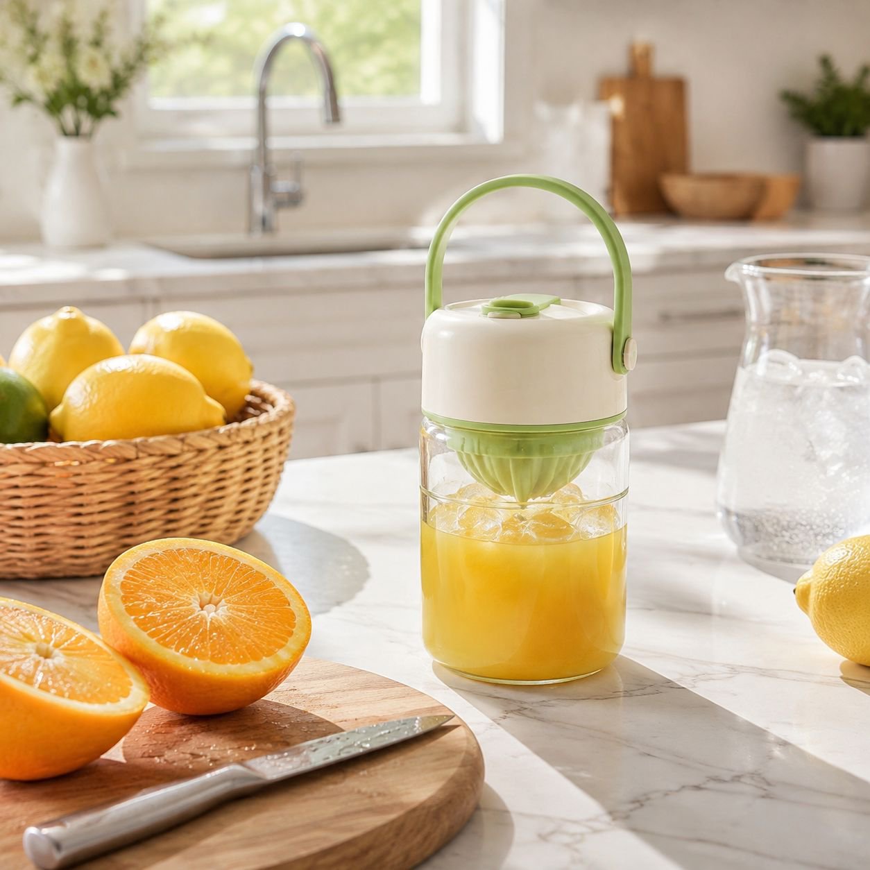 Portable Manual Glass Juice Cup