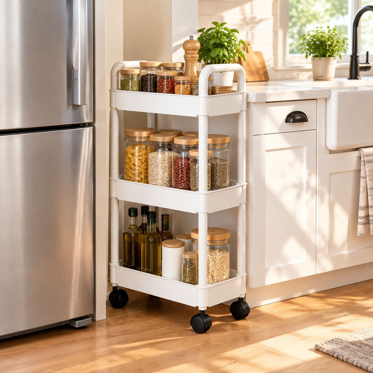 Household trolley narrow gap storage rack with multi-layer shelves