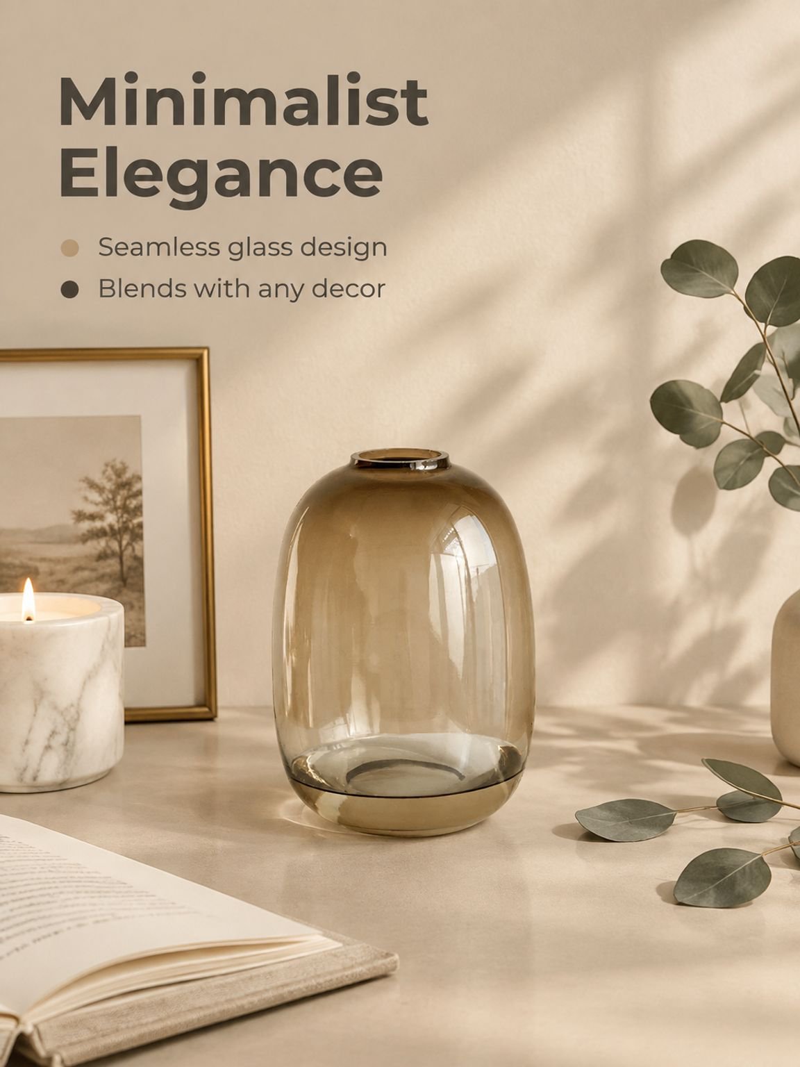 Glass plant vase showcasing roots and fresh greenery