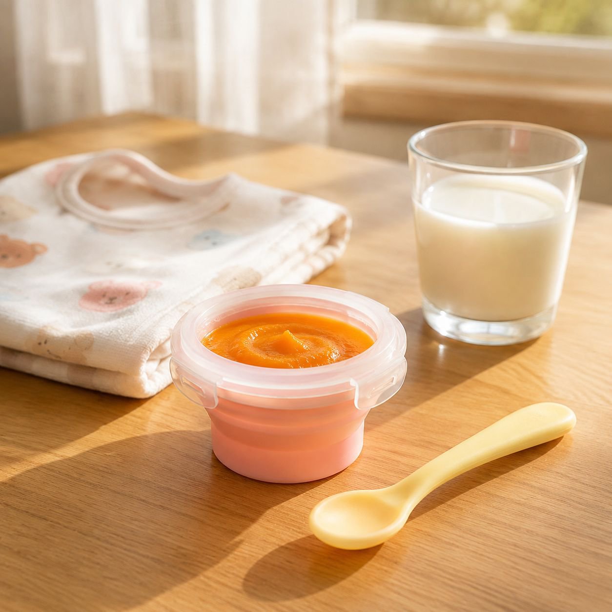 Lonchera infantil de silicona ligera y compacta