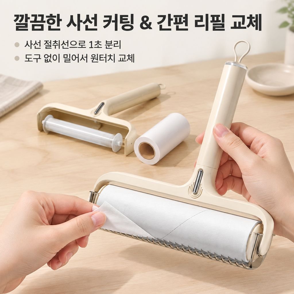 와이드 테이프클리너 롤러 뜯어쓰는 돌돌이 반려동물 털제거 먼지제거기