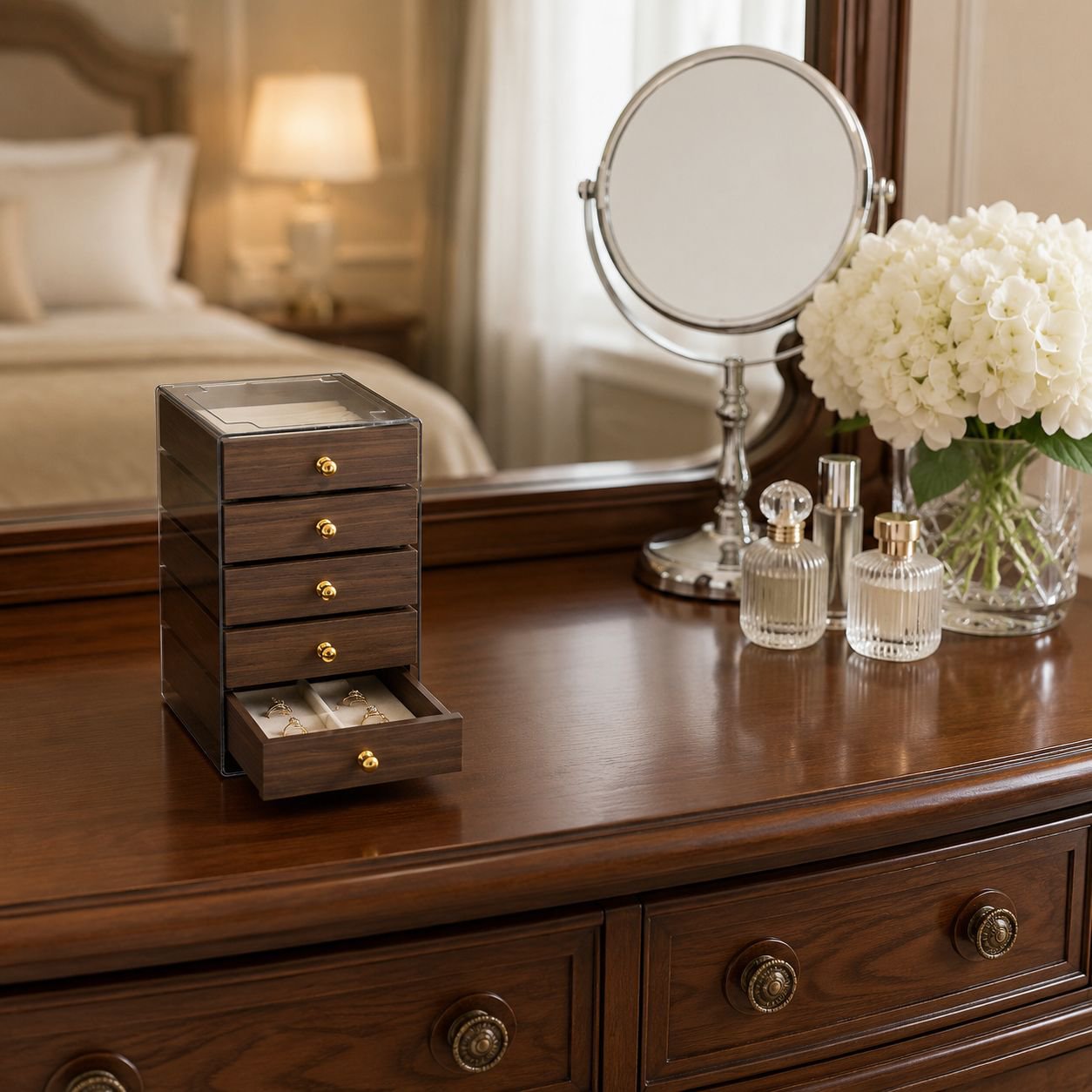 Luxury wooden jewelry box with elegant design