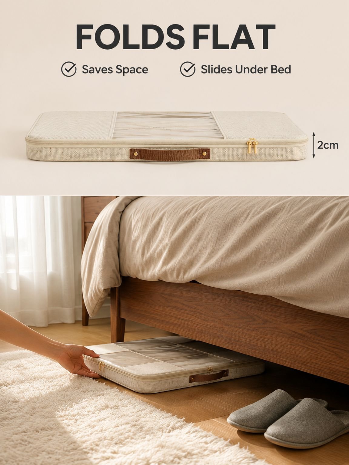 Double-window storage zipper box