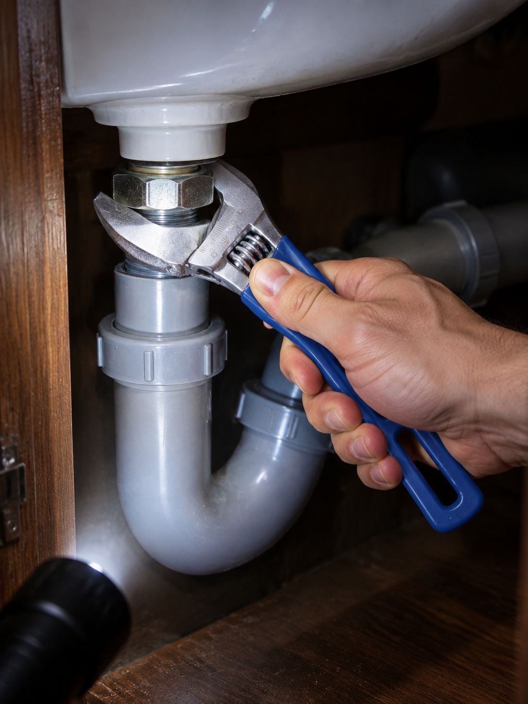 Llave ajustable de gran diámetro con mango corto