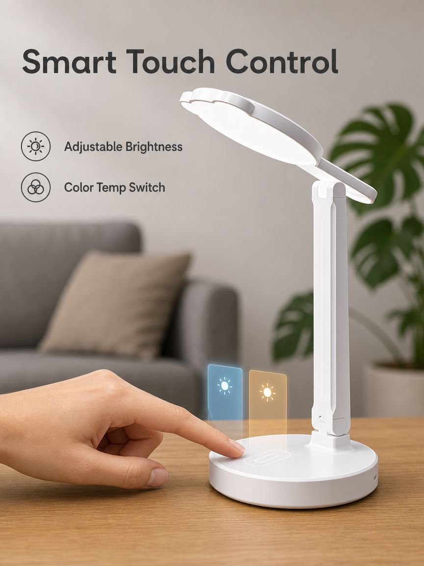 Folding eye-protection desk lamp