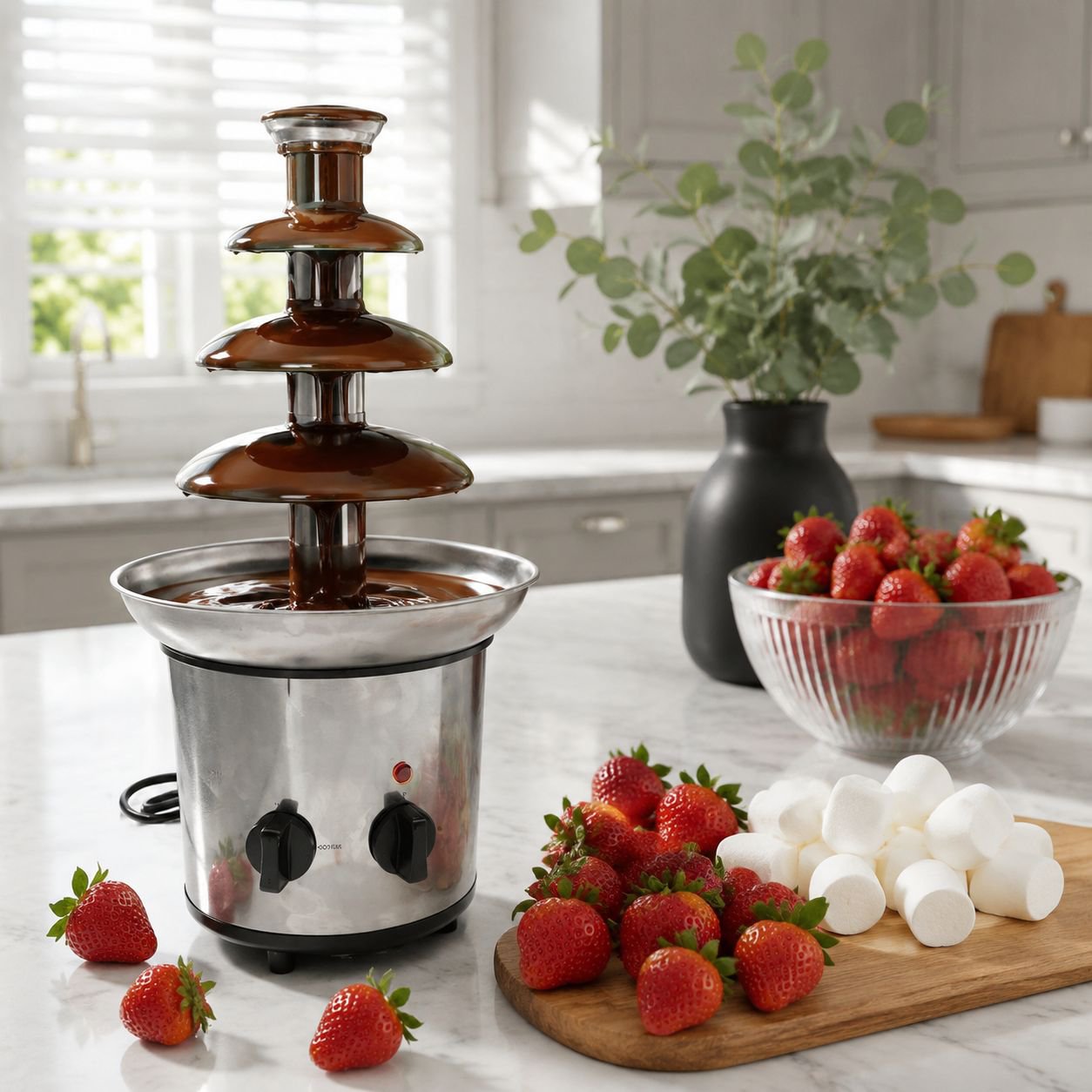 Máquina de pulpa en cascada con torre de fusión de fuente de chocolate de cuatro capas de acero inox