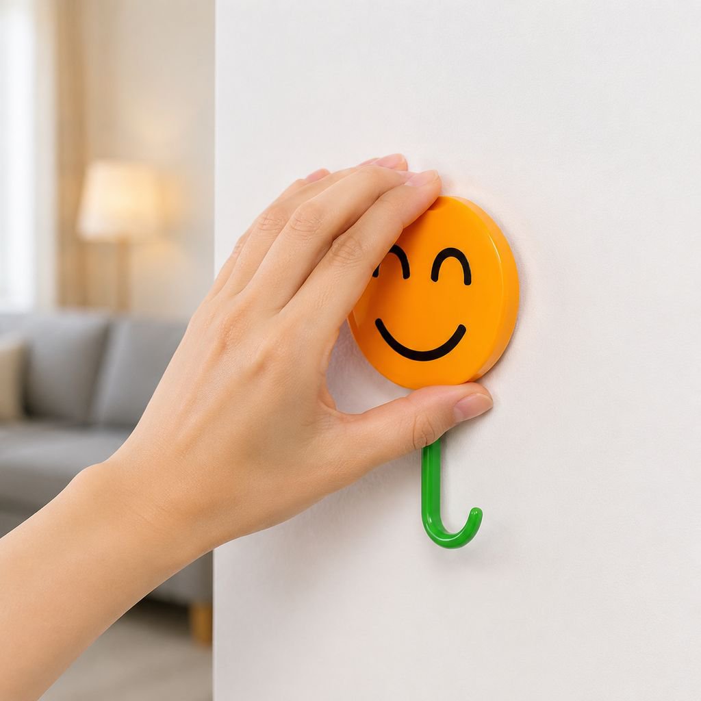 Retractable hook holding keys beside bed