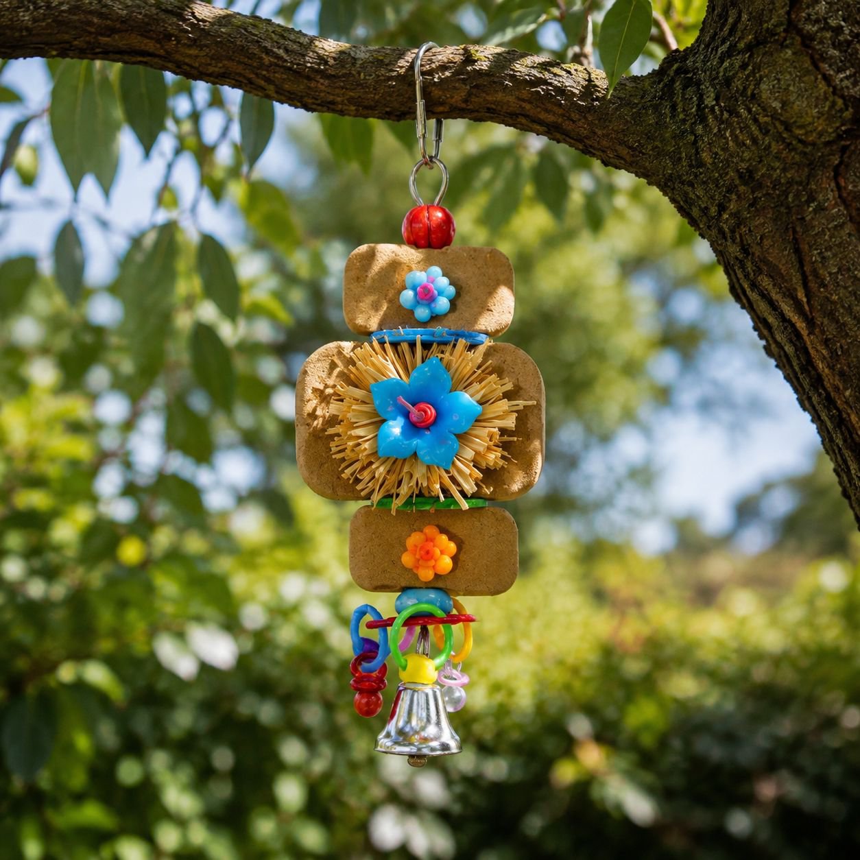 Parrot Colorful Chewing Toy Stand, Cockatiel Tiger Skin Peony Educational Toy, Claw Sharpening and B