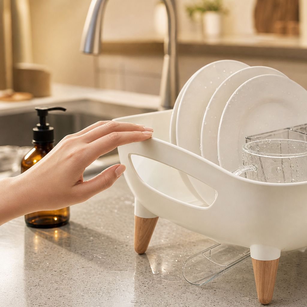 Stylish kitchen organizer with drain rack feature