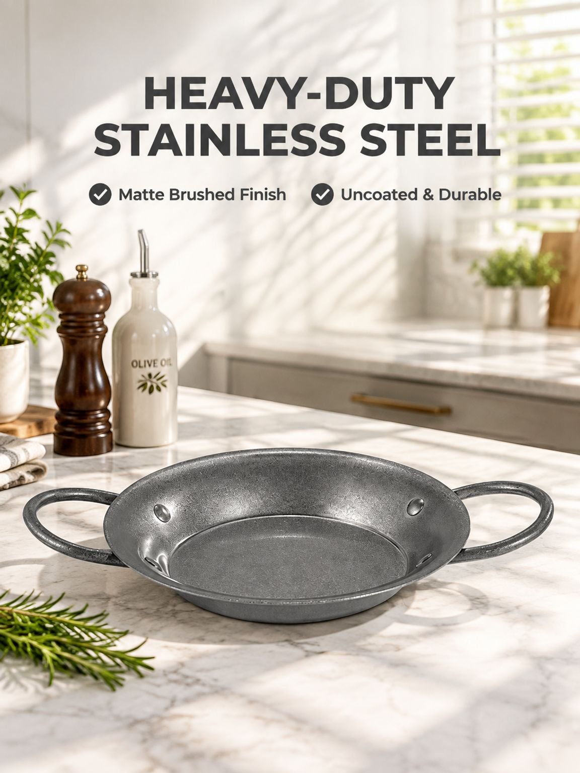 Heavy-duty stainless steel stir-fry pan