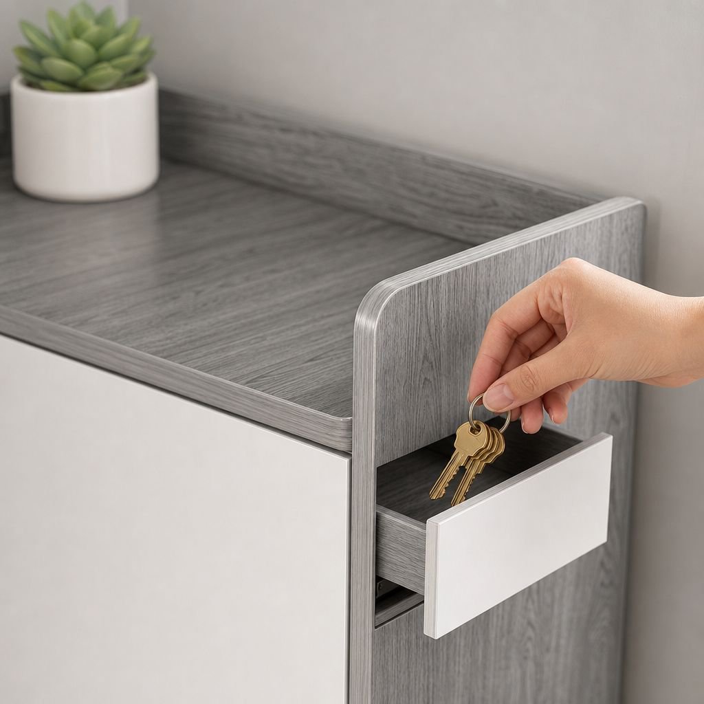 Entryway Multi-Layer Storage Cabinet with Round Corners