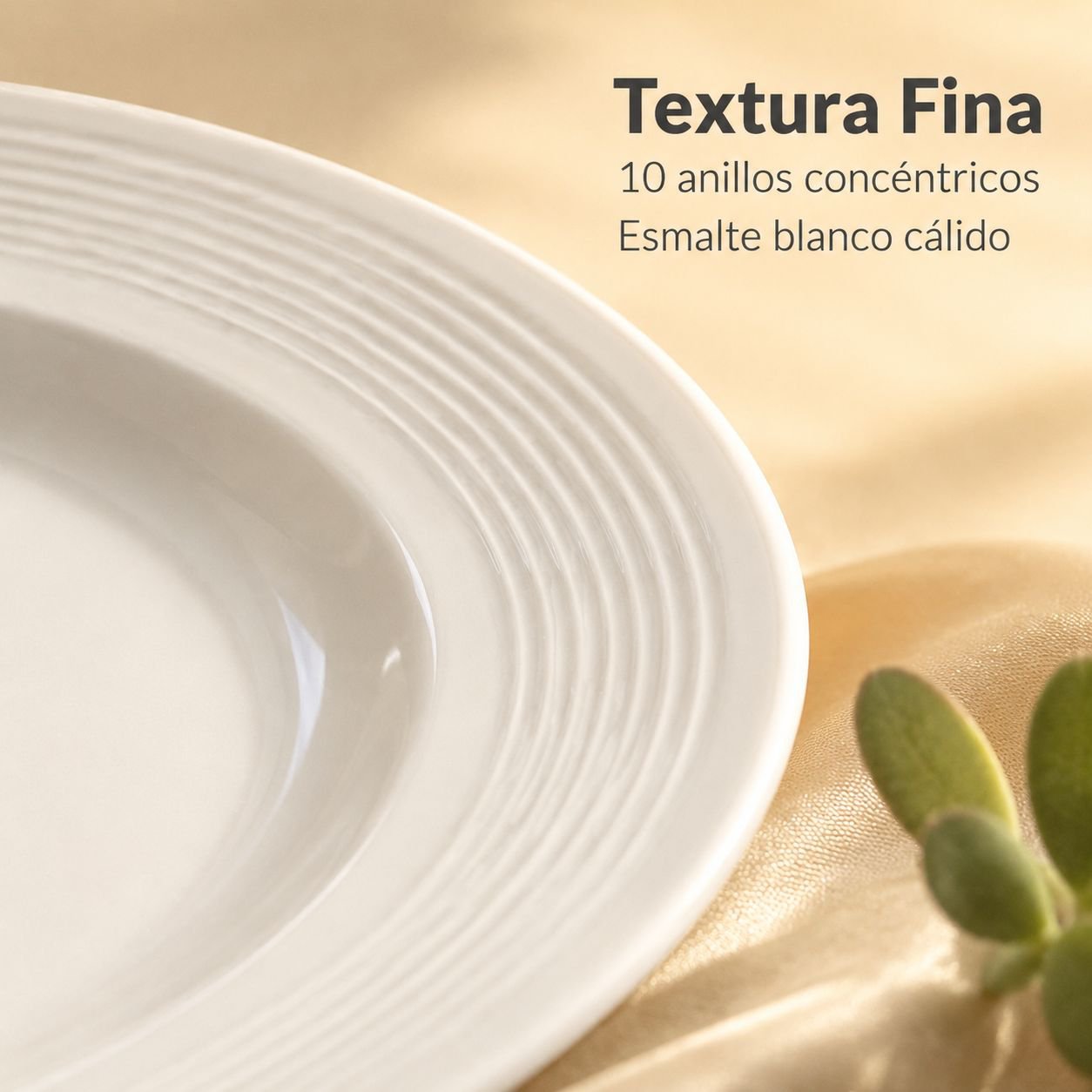 Plato de cerámica con diseño en relieve de sombrero de paja y color liso