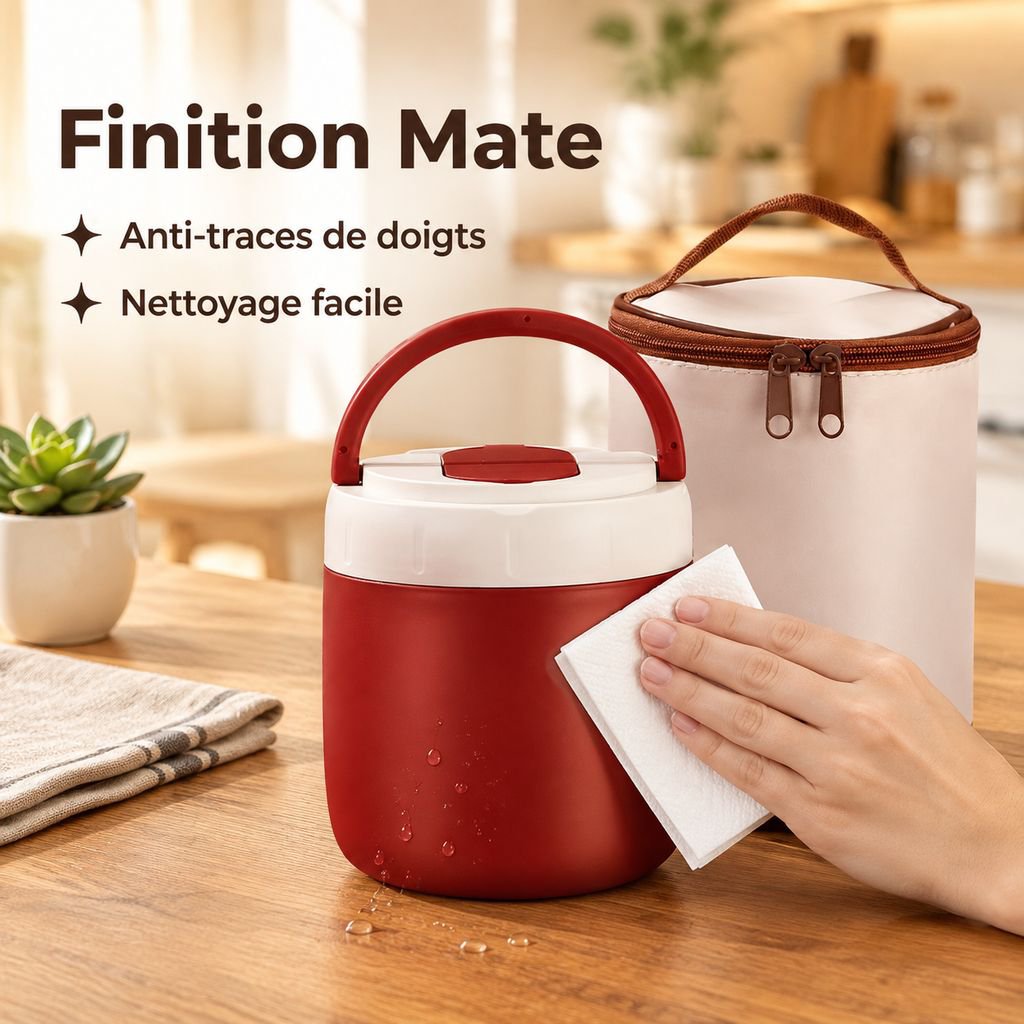 Boîte Repas Isotherme en Inox Bento Portable avec Poignée Étudiant Bureau