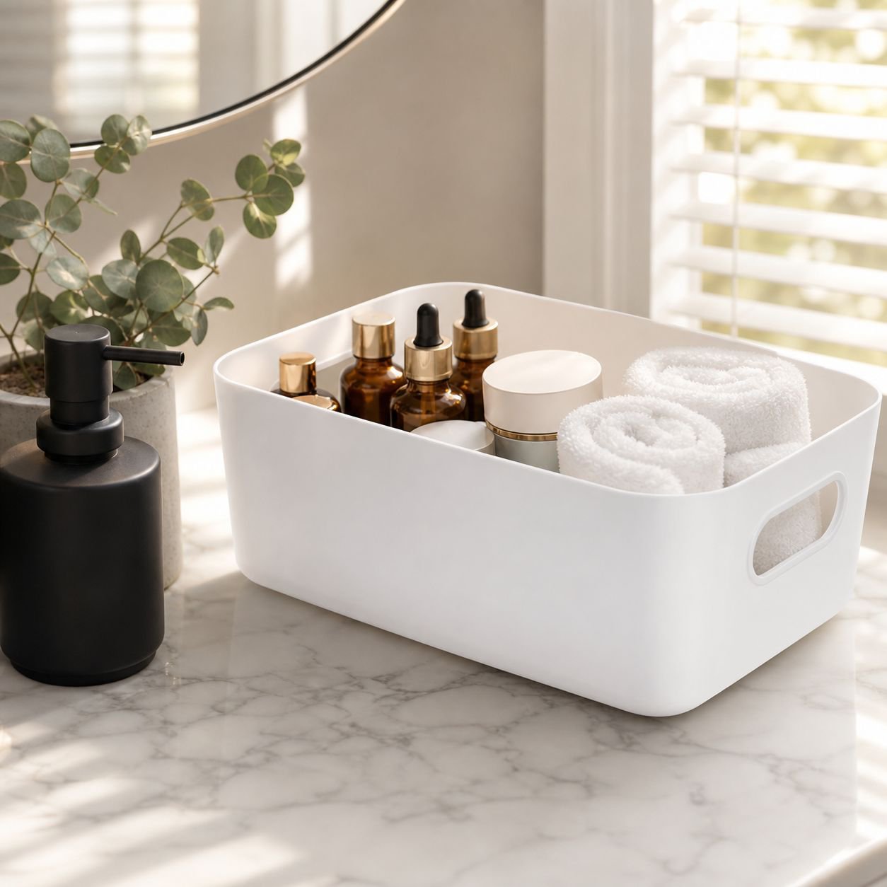 Plastic Storage Basket for Miscellaneous Items and Snacks
