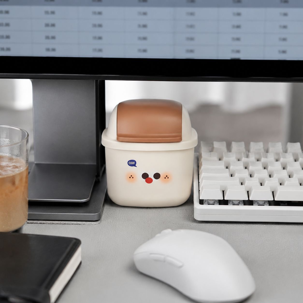 Niedlicher Desktop-Mülleimer, hoch aussehender Studentenwohnheim-Mini-Papierschrott-Aufbewahrungseim